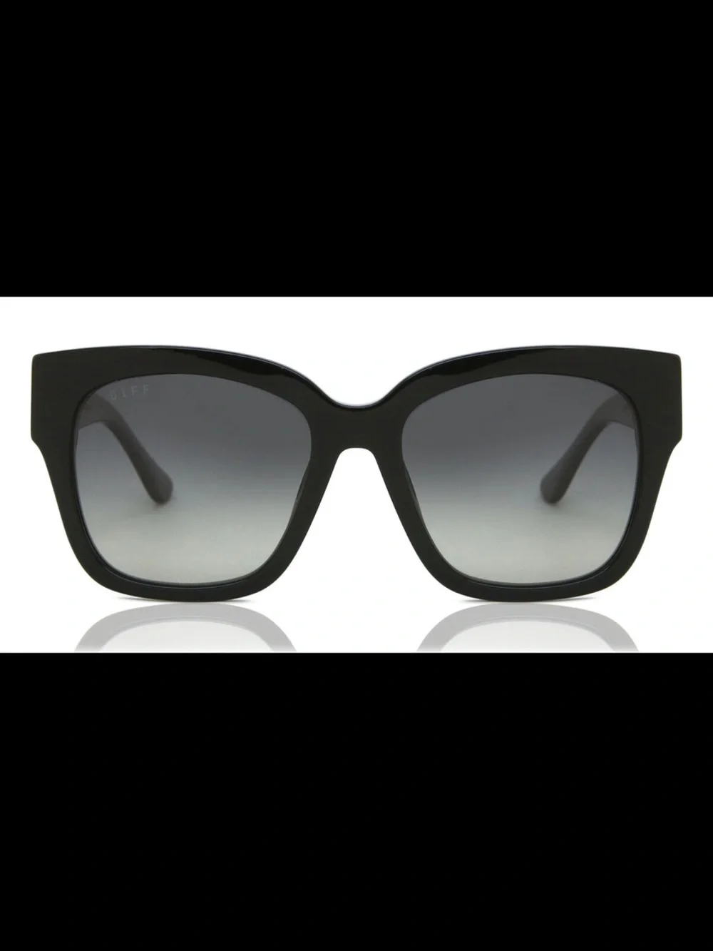 Diff Eyewear Black Oversized Cat-Eye Sunglasses with Gradient Lenses